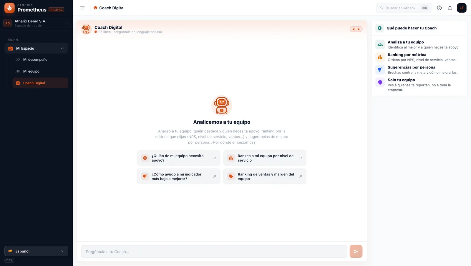 Coach Digital para managers en Prometheus